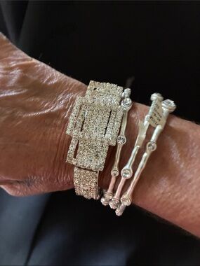 Sparkling Crystal Pave Bracelet - Silver Color